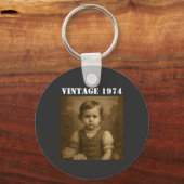 Custom Childhood Photo & Year Vintage Personalized キーホルダー (正面)
