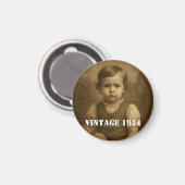 Custom Childhood Photo & Year Vintage Personalized マグネット (正面/裏面)