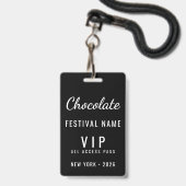 Custom Chocolate Festival Event QR Code VIP バッジ (正面（ネックストラップ付）)