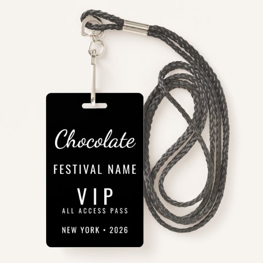 Custom Chocolate Festival Event QR Code VIP バッジ (正面ランヤード)