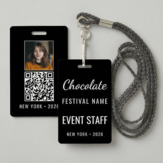Custom Chocolate Festival Photo QR Code Staff バッジ