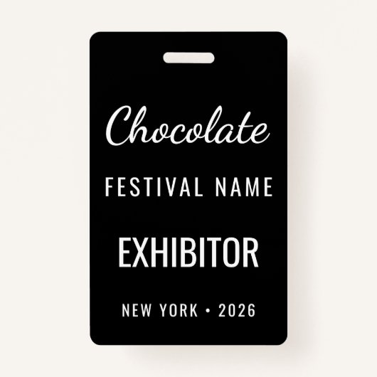 Custom Chocolate Festival QR Code Exibitor ID バッジ (正面)