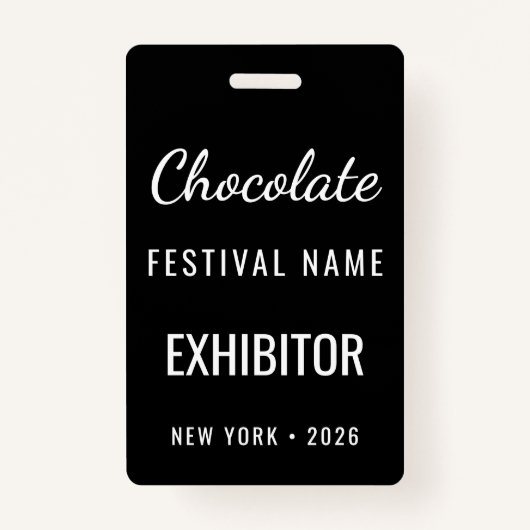 Custom Chocolate Festival QR Code Exibitor ID バッジ (正面)