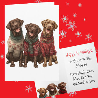 Custom Chocolate Lab Christmas Ugly Sweater カード