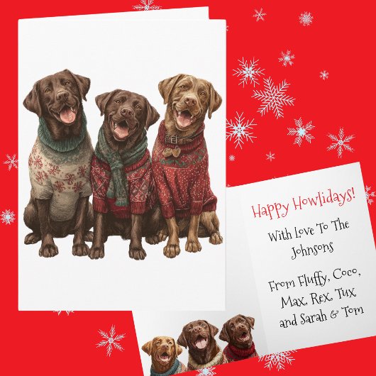 Custom Chocolate Lab Christmas Ugly Sweater カード
