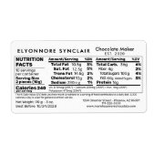 Custom Chocolate Maker Products Nutrition Facts ラベル (正面)