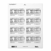 Custom Chocolate Maker Products Nutrition Facts ラベル (フルシート)