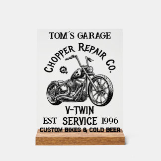 Custom Chopper Repair Vintage Biker Name アクリルサイン