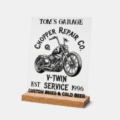 Custom Chopper Repair Vintage Biker Name アクリルサイン (傾斜)