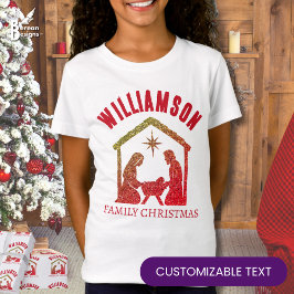Custom Christian Nativity Family Christmas T-Shirt Tシャツ