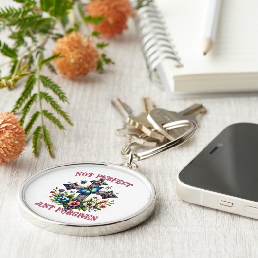 Custom Christian Not Perfect Just Forgiven キーホルダー (側面)