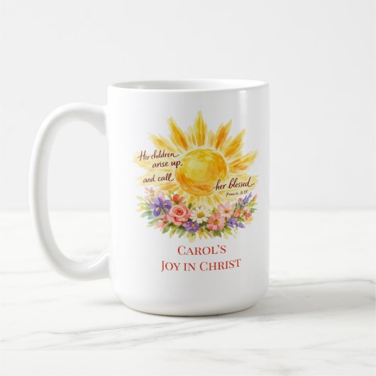 Custom Christian Sun Floral Mother’s Day Mug コーヒーマグカップ (左)