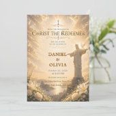 Custom Christian Wedding Christ the Redeemer Gold  招待状 (スタンド正面)