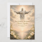 Custom Christian Wedding Christ the Redeemer Gold  招待状 (裏面)