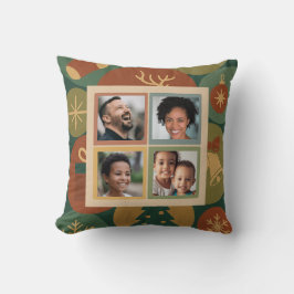 Custom Christmas 4-Photo Family Collage クッション