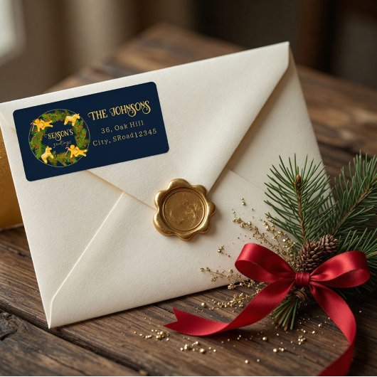 Custom Christmas Address Label with Gingerbread ラベル