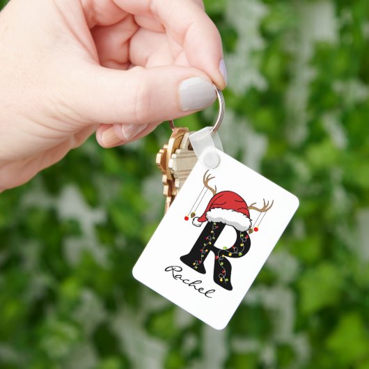 Custom Christmas Alphabet Initial Keychain for Mom キーホルダー (手)