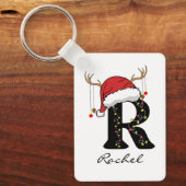 Custom Christmas Alphabet Initial Keychain for Mom キーホルダー (正面)
