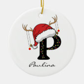 Custom Christmas Alphabet Initial Ornament for Mom セラミックオーナメント (正面)