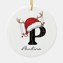 Custom Christmas Alphabet Initial Ornament for Mom セラミックオーナメント