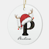Custom Christmas Alphabet Initial Ornament for Mom セラミックオーナメント (左)