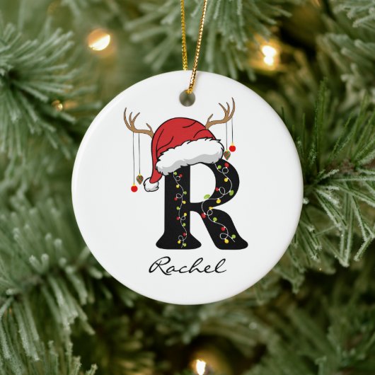 Custom Christmas Alphabet Initial Ornament for Mom セラミックオーナメント (ツリー)