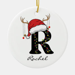 Custom Christmas Alphabet Initial Ornament for Mom セラミックオーナメント