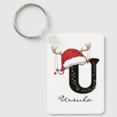 Custom Christmas Alphabet Keychain for Coworkers キーホルダー (正面)