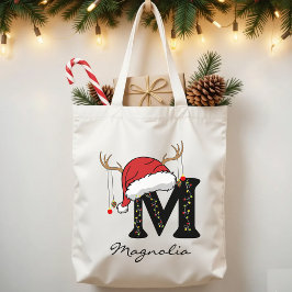 Custom Christmas Alphabet Monogram Bag for Women トートバッグ