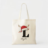 Custom Christmas Alphabet Monogram Tote Bag トートバッグ (正面)