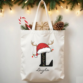 Custom Christmas Alphabet Monogram Tote Bag トートバッグ