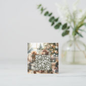 Custom Christmas Artistic Gift Design with QR Code スクエア名刺 (スタンド正面)