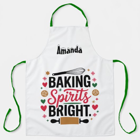 Custom Christmas Baking Spirits Bright Apron エプロン (正面)