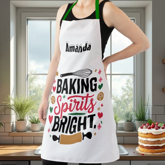 Custom Christmas Baking Spirits Bright Apron エプロン