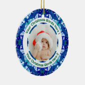 Custom Christmas Blue Green Family Photo Gift セラミックオーナメント (右)