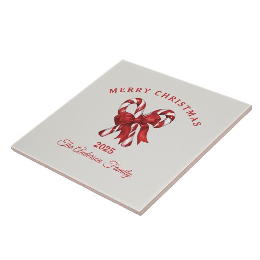 Custom Christmas candy cane with bow タイル (側面)