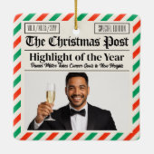 Custom Christmas Celebrate Achievement Newspaper  セラミックオーナメント (裏面)