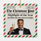 Custom Christmas Celebrate Achievement Newspaper  セラミックオーナメント (裏面)