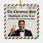Custom Christmas Celebrate Achievement Newspaper  セラミックオーナメント (正面)