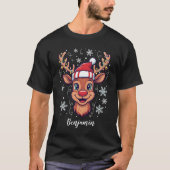 Custom Christmas Cheer Cute Reindeer in Hat Tシャツ (正面)