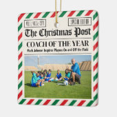 Custom Christmas Coach Gift Sports Newspaper Coach セラミックオーナメント (左)