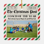Custom Christmas Coach Gift Sports Newspaper Coach セラミックオーナメント (裏面)
