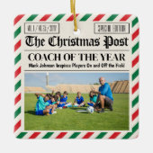 Custom Christmas Coach Gift Sports Newspaper Coach セラミックオーナメント (正面)