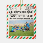 Custom Christmas Coach Gift Sports Newspaper Coach セラミックオーナメント (左)