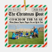 Custom Christmas Coach Gift Sports Newspaper Coach セラミックオーナメント (正面)