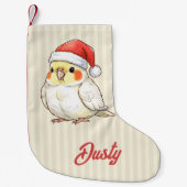 Custom Christmas Cockatiel Wearing Santa Hat スモールクリスマスストッキング (正面)