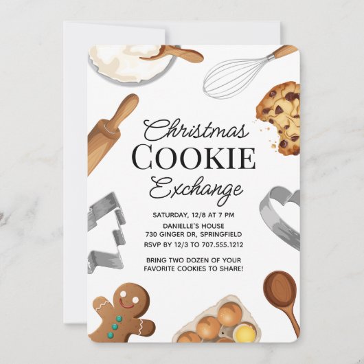 Custom Christmas Cookie Exchange Party Baking シーズンカード (正面)