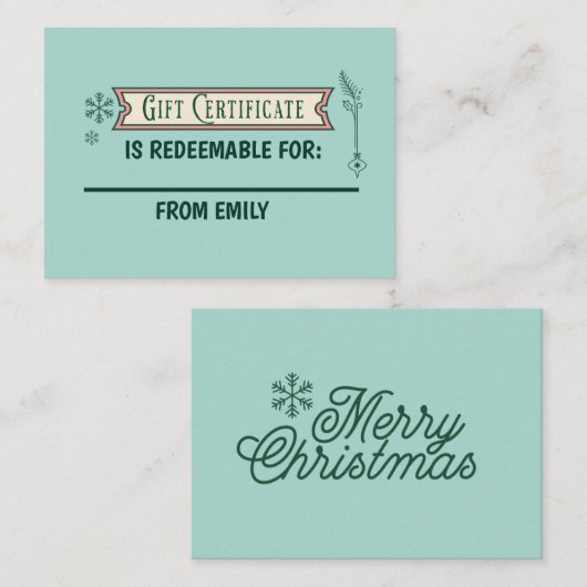 Custom Christmas Coupon Card Redeemable Gift  ノートカード (正面/裏面)