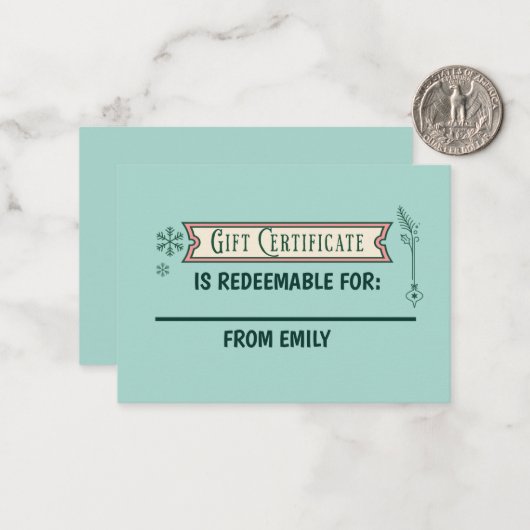 Custom Christmas Coupon Card Redeemable Gift ノートカード (正面/裏面インサイチュ)