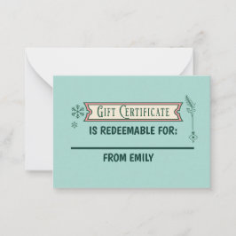 Custom Christmas Coupon Card Redeemable Gift  ノートカード